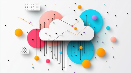 Poster - A cloud icon formed by interconnected geometric shapes and patterns, conveying a sense of innovation and creativity in cloud computing solutions.