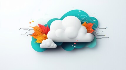 Poster - An abstract cloud design incorporating elements of nature, such as leaves, water droplets, or lightning, representing the organic and interconnected nature of cloud computing.
