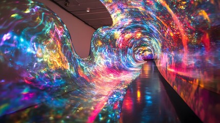 Fototapete - Colorful abstract design, vibrant patterns with swirling lights, suitable for tech presentations or creative backgrounds.