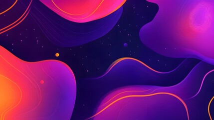 Poster - Vibrant abstract design, smooth flowing shapes in bold purple and orange hues, perfect for backgrounds or creative projects.