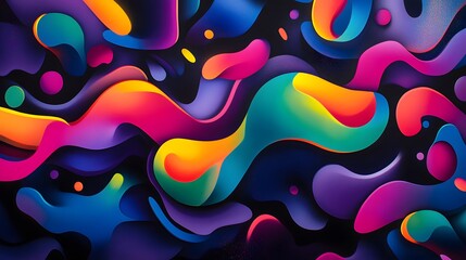 Poster - Colorful abstract waves, vibrant swirling patterns in bright hues, ideal for creative backgrounds and eye-catching designs.