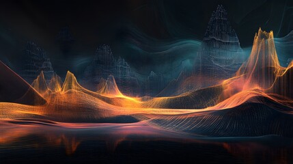 Poster - vibrant abstract swirl of orange and blue, dynamic energy flowing, perfect for modern art themes and