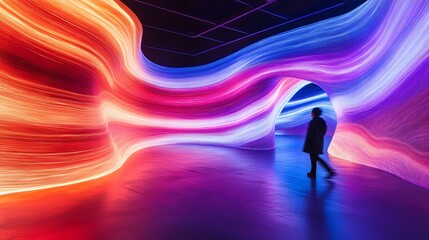 Poster -  Abstract Speed Motion Blur with Colorful Lines and Energy Waves