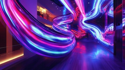 Poster -  Abstract Speed Motion Blur with Colorful Lines and Energy Waves
