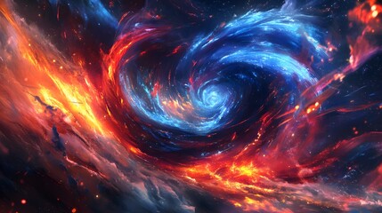 Poster -  Abstract Speed Motion Blur with Colorful Lines and Energy Waves