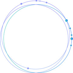 Aufkleber - Blue and purple circular orbits with glowing nodes, emphasizing movement and energy for science, education, or futuristic themes. Circular lines with dots. Copy space