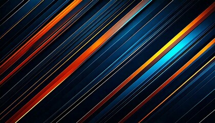 Wall Mural - abstract digital background with diagonal lines in shades of blue, orange, and black