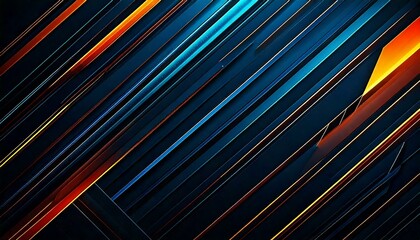 Wall Mural - abstract digital background with diagonal lines in shades of blue, orange, and black