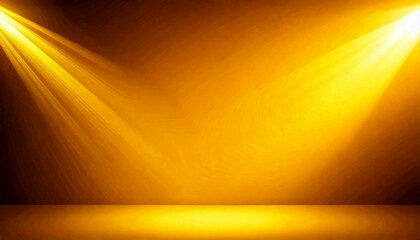 Wall Mural - beams of spotlight on a yellow background