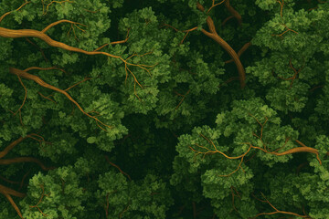 Poster - A fractal forest canopy viewed from above, with infinite layers of leaves