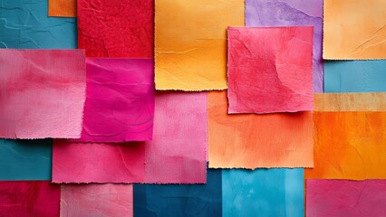 Wall Mural - bright colored paper pieces create a vibrant collage on a surface