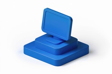 Poster - Blue 3D rendering of a computer monitor and base.