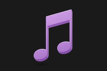 Poster - A 3D purple music note on a transparent background.