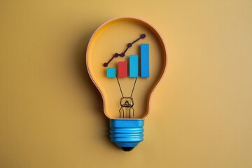 Poster - Idea for growth and progress illustrated with lightbulb bar graph.