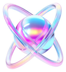 Wall Mural - png y2k chrome science atom illustration iridescent abstract.
