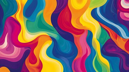 Poster - Colorful abstract wave design, vibrant swirling patterns in bold hues, perfect for creative projects and backgrounds.