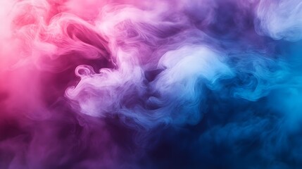 Poster - Colorful smoke in vibrant hues, dynamic swirling patterns of pink, purple, and blue, ideal for creative backgrounds and designs.