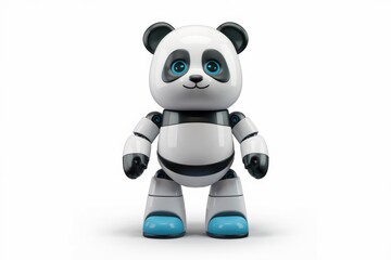 Poster - A cute panda robot stands with a friendly smile.