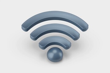 Poster - A 3D rendering of a blue wifi signal icon.