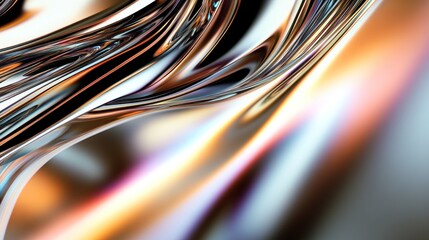 Poster - Abstract Metallic Flow: A Symphony of Chrome and Light