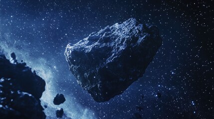 Wall Mural - a comet, an asteroid, a meteorite falls to the ground against a starry sky. attack of the meteorite.
