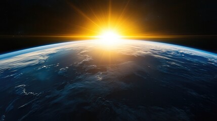 Wall Mural - sunrise over planet earth in space.