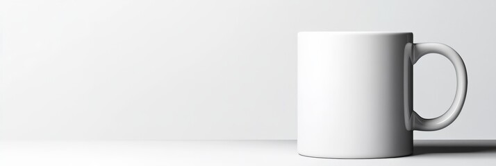Aufkleber - White mug standing on white surface with white background creates a clean and minimalist aesthetic perfect for showcasing designs and branding