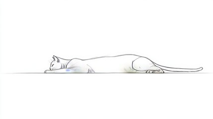 Wall Mural - sleeping cat line art, minimalist feline illustration, contour drawing for coloring book