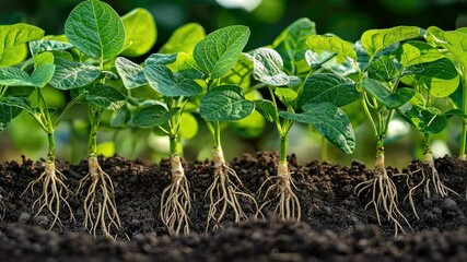 Wall Mural - close-up of a seedling and its roots. Selective focus