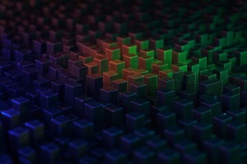Leinwandbilder - A fractal vortex made of cubes, each reflecting a different color of the rainbow