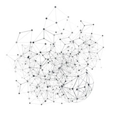 Poster - Abstract Black and White Modern Cloud Computing and Global Digital Network Connections, IT or Technology Concept, Polygonal Grid, Wire Frame Isolated on White - Illustration in Editable Vector Format