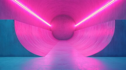 Poster - A vibrant, futuristic tunnel with pink neon lights and smooth surfaces, creating an immersive and dynamic visual experience.