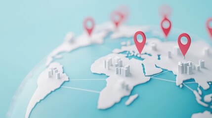Poster - 3D earth with pathways connecting universities, hospitals, and factories