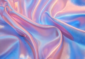 Wall Mural - Holographic satin cloth, pastel-colored background, pink and blue hues