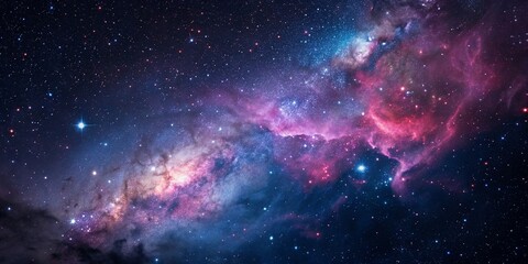 Wall Mural - Purple gas nebulae in space and sparkling stars