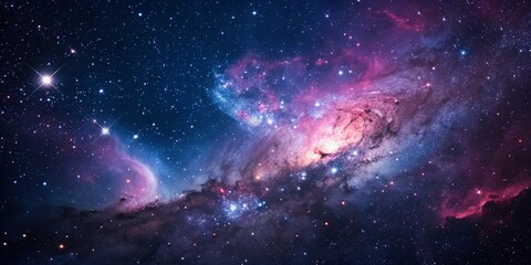 Wall Mural - Purple gas nebulae in space and sparkling stars