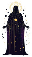 Wall Mural - PNG A gothic vector illustration of an isolated figurine celestial mystical elements.