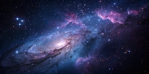 Wall Mural - Purple gas nebulae in space and sparkling stars