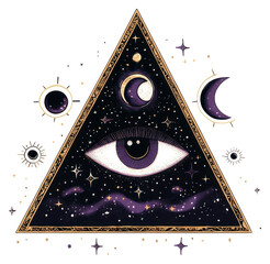 Wall Mural - PNG Triangle celestial mystical purple.