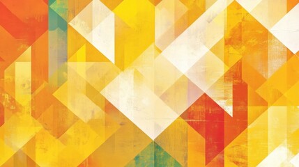 Poster - Colorful geometric blocks in shades of yellow and orange overlap, creating a lively composition that captures the essence of modern design
