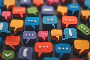 Poster - Vibrant speech bubbles symbolize communication and social media interactions