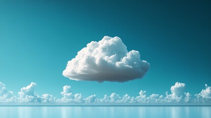 Wall Mural - Soft white cloud drifting above a calm blue ocean on a clear sunny day