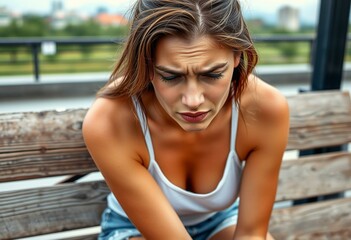 Young woman sweating in summer heat