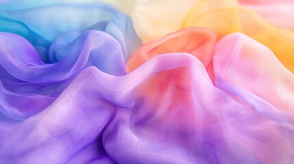 Poster - Soft silk waves blend colors in a flowing abstract pattern, showcasing gentle curves and a harmonious palette of pastels