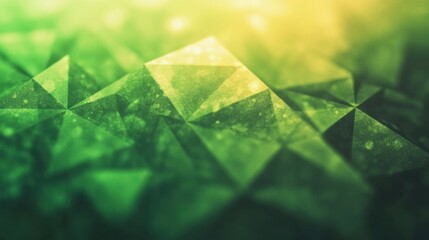 Poster - Lush green geometric shapes form an engaging abstract texture, enhanced by soft light creating depth and intrigue
