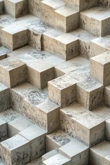 Poster - Textured stone cubes form abstract steps.