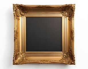 Wall Mural - Empty gold ornate texture design picture photo frame isolated on pure white  background