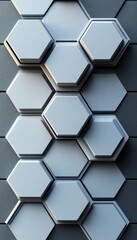 Poster - Abstract 3D Hexagon Pattern in Blue and Gray, Modern Geometric Background for Design Projects