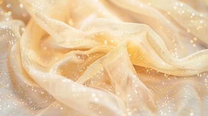 Poster - The elegant, softly lit fabric in flowing gold and beige tones creates a serene, luxurious atmosphere for diverse design settings