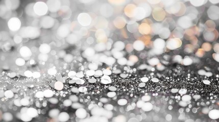 Poster - silver confetti and glitter sparkle vividly against a dark surface, ideal for enhancing the mood at 